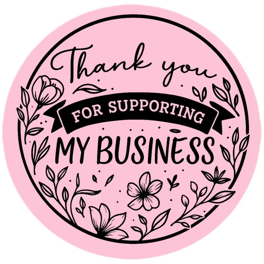 Thank You for Supporting My Business Sticker 2” | Floral Label for Packaging